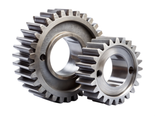 two big iron gears  isolated on white background. PNG.AI Generated.