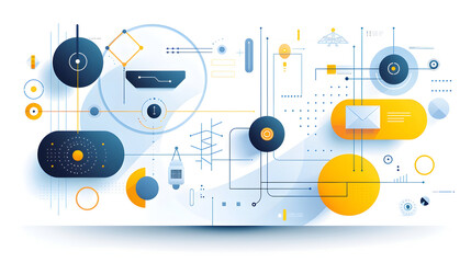 Obraz premium Modern abstract illustration depicting a network interconnected elements, symbolizing global communication technological innovation.