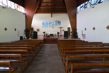 Eglise Notre-Dame des dunes, église construite au 20ème siècle, ville de Mimizan, département des Landes, France