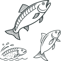 Many big fish icon for graphic design and web.eps
