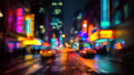 Obraz premium City nightlife neon lights bokeh
