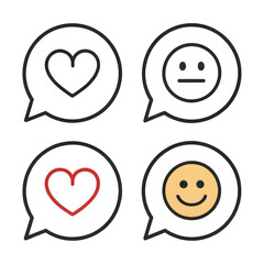 set of funny cartoon hearts