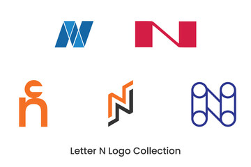 Modern Abstract Letter N Logo Collection:  Five Unique Designs for Branding.
