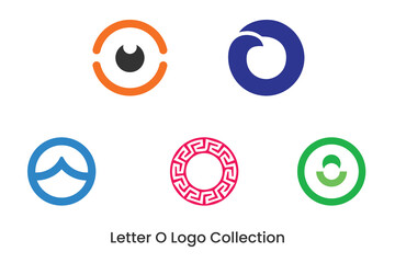 Modern Abstract Letter O Logo Collection:  Five Colorful Circular Designs for Branding.
