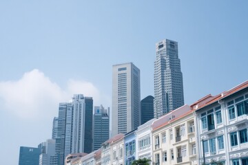 Obraz premium Skyline blends modern skyscrapers with traditional architecture,