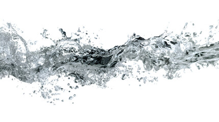 Splashing white water in motion on a white background