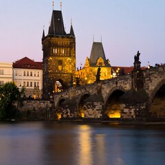 Obraz premium Prague Bridge at Dusk