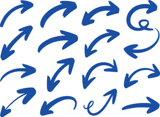 Dynamic Blue Arrow Collection Graphic Resource Diverse Set of Pointing Indicators Navigational Elements and Creative Visual Communication Assets for Presentations