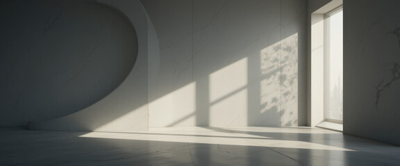 Fototapeta premium Serene sunlight streaming through windows modern interior minimalist space natural light architectural design