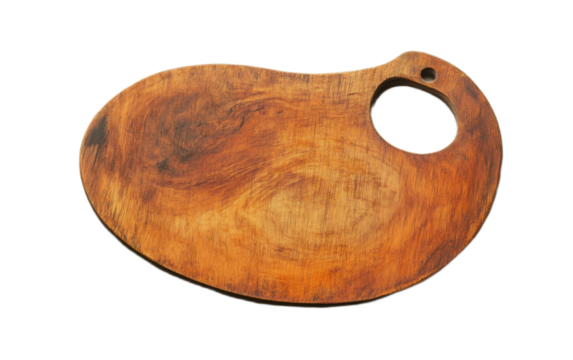 Wooden art palette on transparent background, png