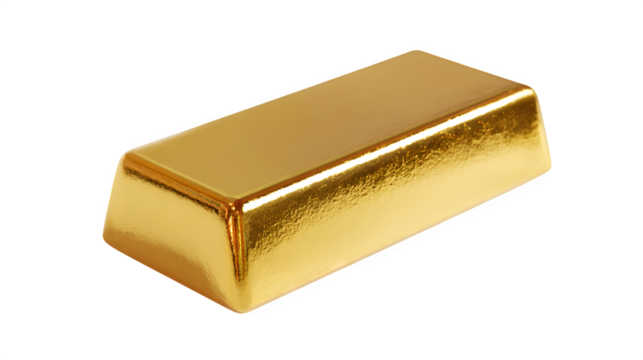 Shiny gold bar placed centrally on a white background - Powered by Adobe