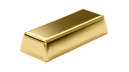 Shiny gold bar placed centrally on a white background