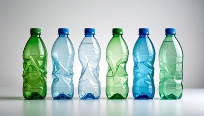 Five colorful recycling bins—red, yellow, green, blue—on grassy field with wind turbines and recycling icons, symbolizing sustainability, waste sorting, and renewable energy.