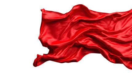 Blank waving red flag fabric mockup on a white background