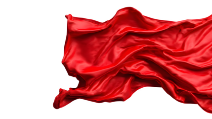 Blank waving red flag fabric mockup on a white background
