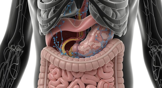 3D Render of Human Digestive System Internal Organs Anatomy Health