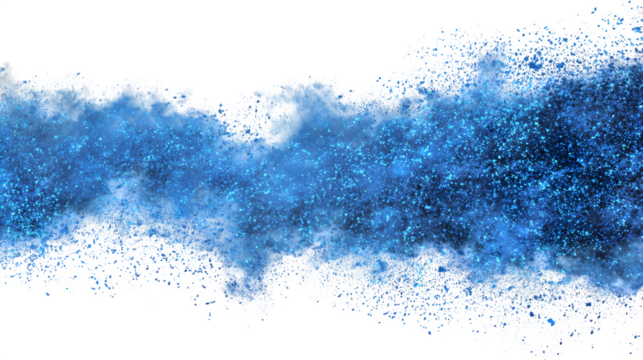 Blue glitter smoke border frame on a white background