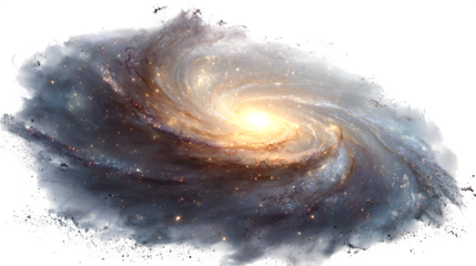 Spiral galaxy with glowing center on a white background