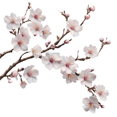 Obraz premium sakura branch with 5-7 blooms, isolated transparent