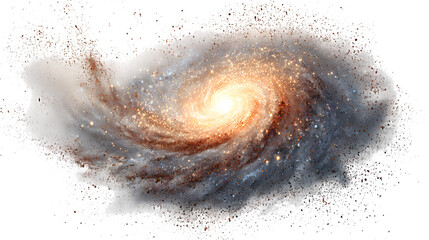Spiral galaxy with glowing center on a white background