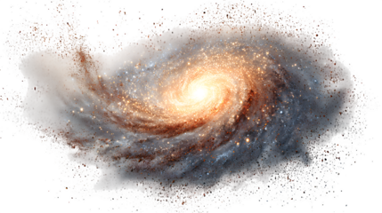 Spiral galaxy with glowing center on a white background