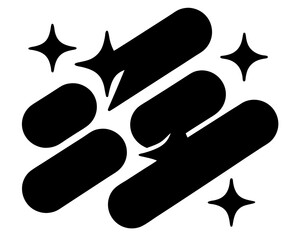 Abstract Black Vector Art with Shiny Stars and Rounded Rectangles Composition