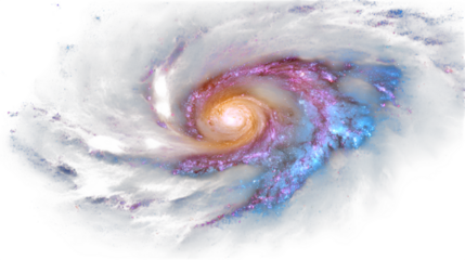 Spiral galaxy with vibrant colors on white background