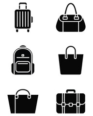Black silhouette icons of assorted bags and luggage