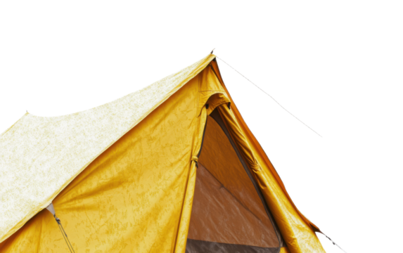Yellow camp tent on transparent background, png