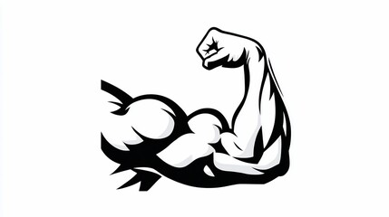 Naklejka premium Muscular Arm Flexing, Silhouette on White