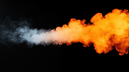 Vibrant blend of orange and white smoke swirls against black background, creating dynamic and captivating visual effect