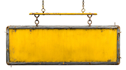 Blank yellow aged signboard isolated on a white background