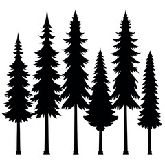 Obraz premium Christmas Tree Silhouettes – Minimal Vector Collection for Holiday and Winter Designs