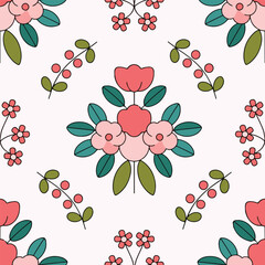 Seamless floral pattern. Flowers and Leaves Design Elements