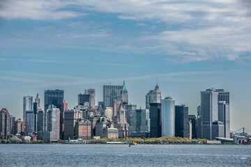 Manhattan Skyline Clear Day Hudson River Skyscrapers Waterfront  Metropolitan