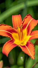 Close-up of vibrant orange and yellow lily