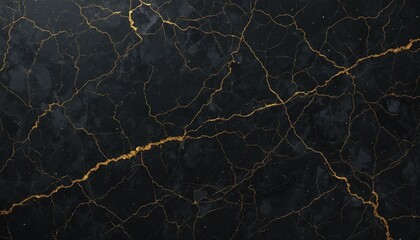 Texture of Black Marble With Tiny Gold Veins