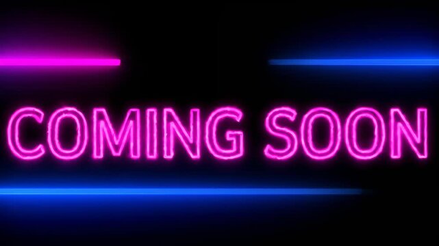 Illuminating Neon Sign Announcing Upcoming Release Against a Dark Background Animation