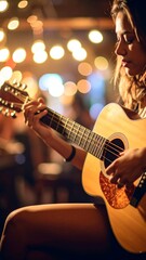 Naklejka premium Nighttime Acoustic Guitar Performance