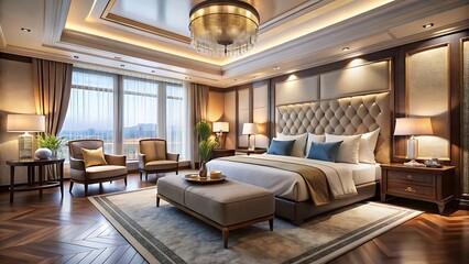 Naklejka premium living room with a bed