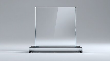Stunning photo of blank square glass trophy mockup, 3d rendering. Empty acrylic award design mock up. Transparent realistic crystal prize plate template. Premium first place.
