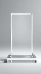 Stunning photo of blank square glass trophy mockup, 3d rendering. Empty acrylic award design mock up. Transparent realistic crystal prize plate template. Premium first place.