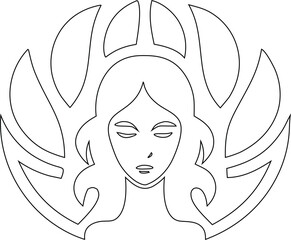 Chic and modern woman face outline vector logo in line art, ideal for cosmetics, fashion, and luxury spa branding.

