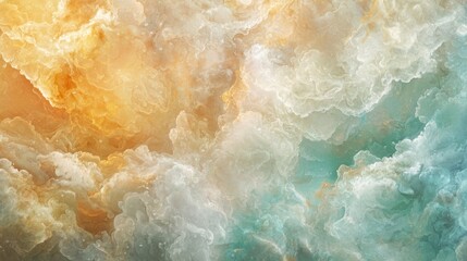 Fototapeta premium Abstract image of cloud-like textures blending into a pastel-colored sky.