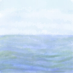 Seascape with Sky and Rocks in Digital Watercolor Style