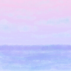 Seascape with Sky and Rocks in Digital Watercolor Style