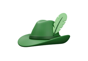 Isolated Bavarian Hat with Feather Accenting Traditional Style