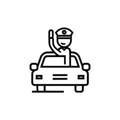 Naklejka premium Driver waving from car icon vector illustration for transportation and travel related designs and projects