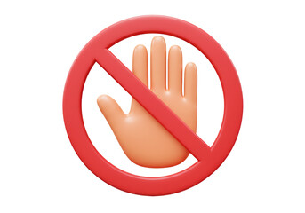 Isolated No Entry Sign with Hand