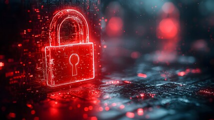 Glowing digital padlock symbolizing cybersecurity and data protection